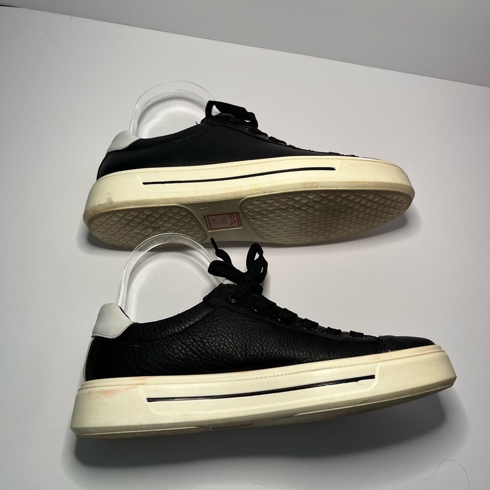 Ara Black Leather Sneakers with White Heel Tab - Picture 7 of 10
